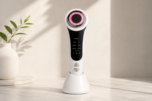 Appareil Soin Visage 6-en-1 | LED, EMS, Massage & Nettoyage Ionique
